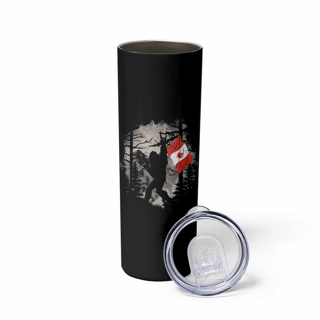 Bigfoot Canada Flag Skinny Tumbler Retro Sasquatch Forest Rock On