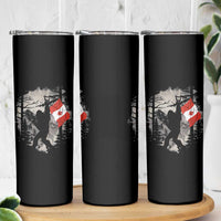 Bigfoot Canada Flag Skinny Tumbler Retro Sasquatch Forest Rock On