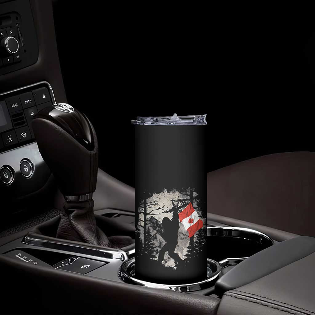 Bigfoot Canada Flag Skinny Tumbler Retro Sasquatch Forest Rock On