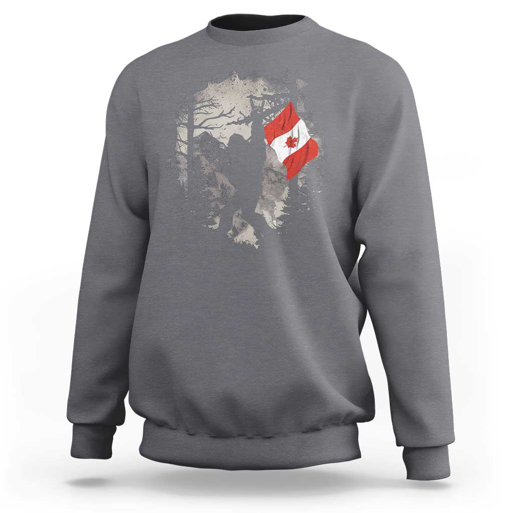 Bigfoot Canada Flag Sweatshirt Retro Sasquatch Forest Rock On