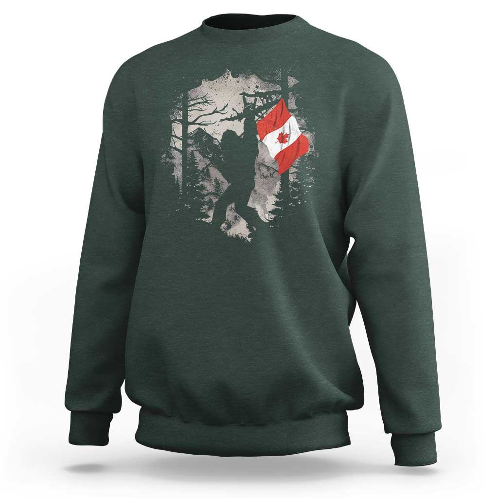 Bigfoot Canada Flag Sweatshirt Retro Sasquatch Forest Rock On