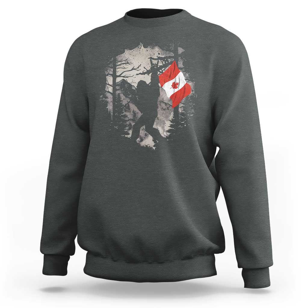 Bigfoot Canada Flag Sweatshirt Retro Sasquatch Forest Rock On