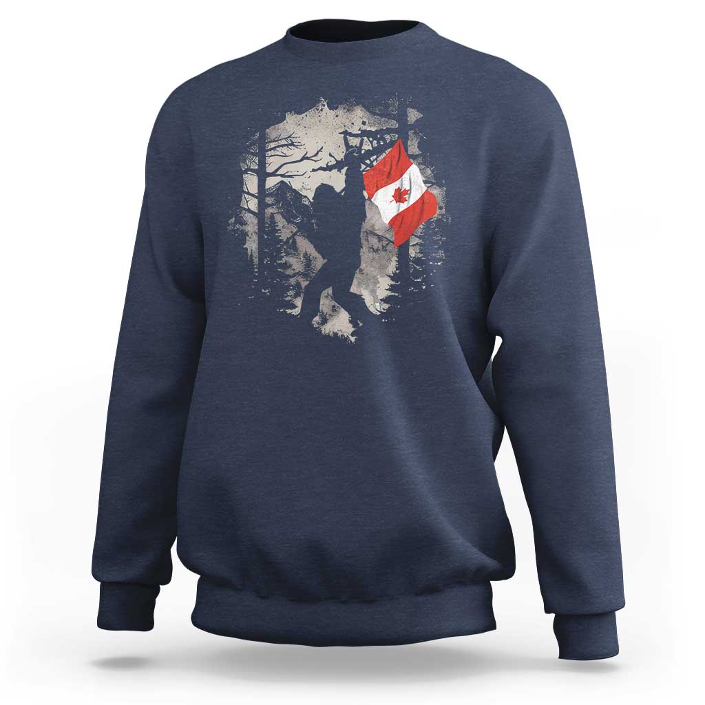 Bigfoot Canada Flag Sweatshirt Retro Sasquatch Forest Rock On