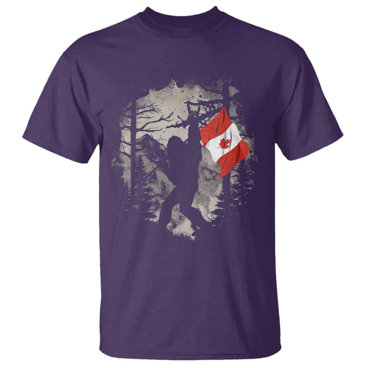 Bigfoot Canada Flag T Shirt Retro Sasquatch Forest Rock On