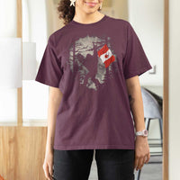 Bigfoot Canada Flag T Shirt For Women Retro Sasquatch Forest Rock On