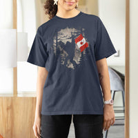 Bigfoot Canada Flag T Shirt For Women Retro Sasquatch Forest Rock On