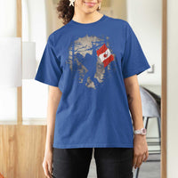 Bigfoot Canada Flag T Shirt For Women Retro Sasquatch Forest Rock On