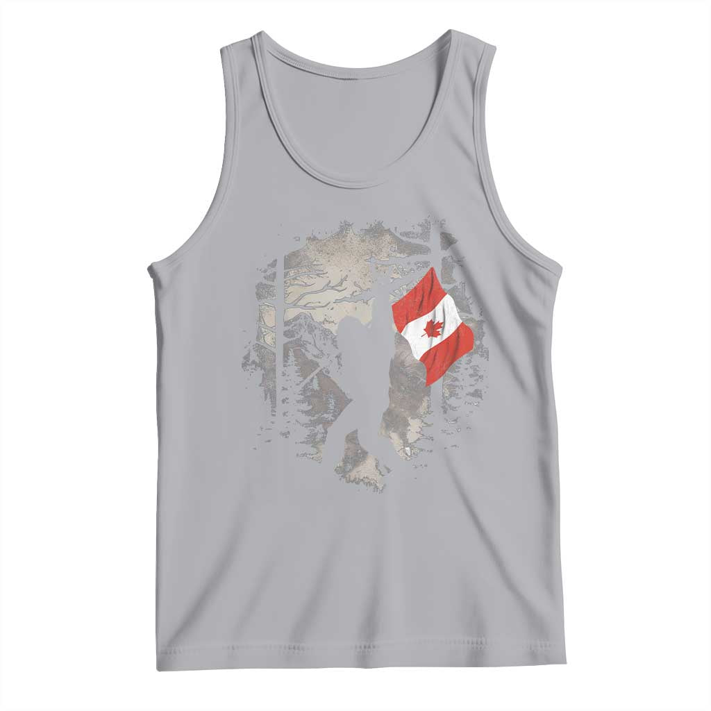 Bigfoot Canada Flag Tank Top Retro Sasquatch Forest Rock On