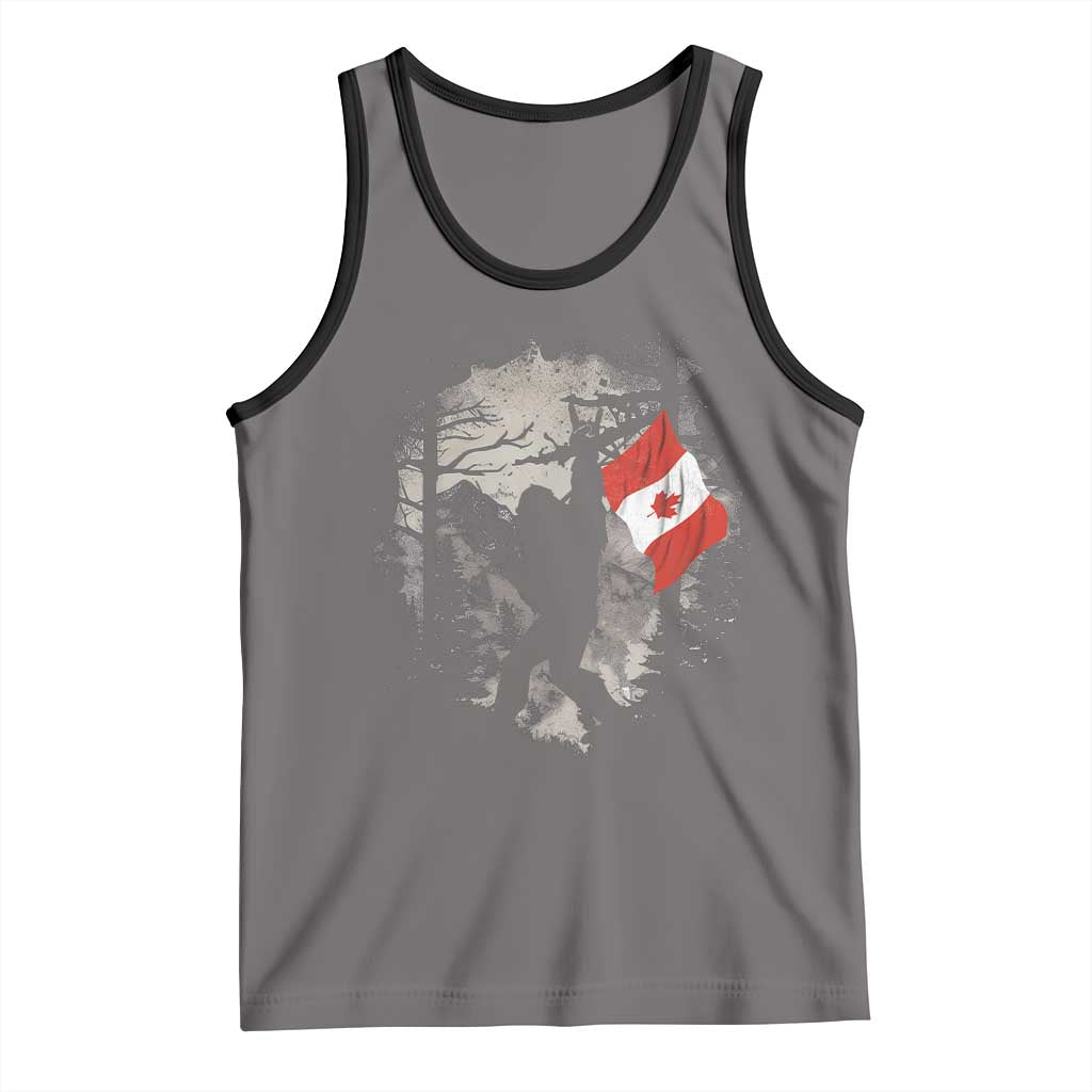 Bigfoot Canada Flag Tank Top Retro Sasquatch Forest Rock On