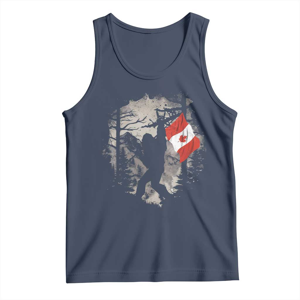 Bigfoot Canada Flag Tank Top Retro Sasquatch Forest Rock On
