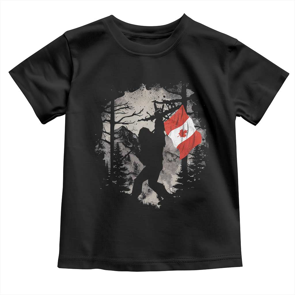 Bigfoot Canada Flag Toddler T Shirt Retro Sasquatch Forest Rock On