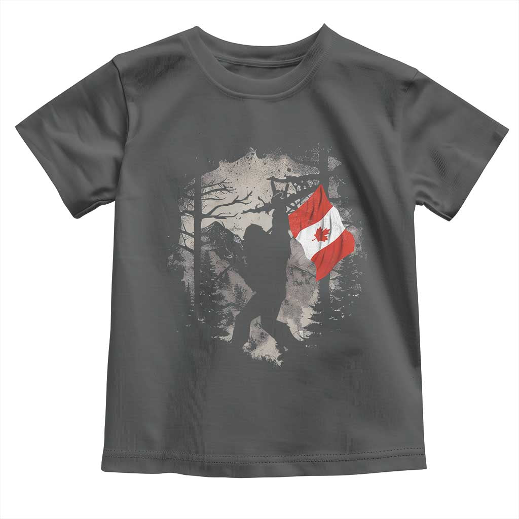 Bigfoot Canada Flag Toddler T Shirt Retro Sasquatch Forest Rock On
