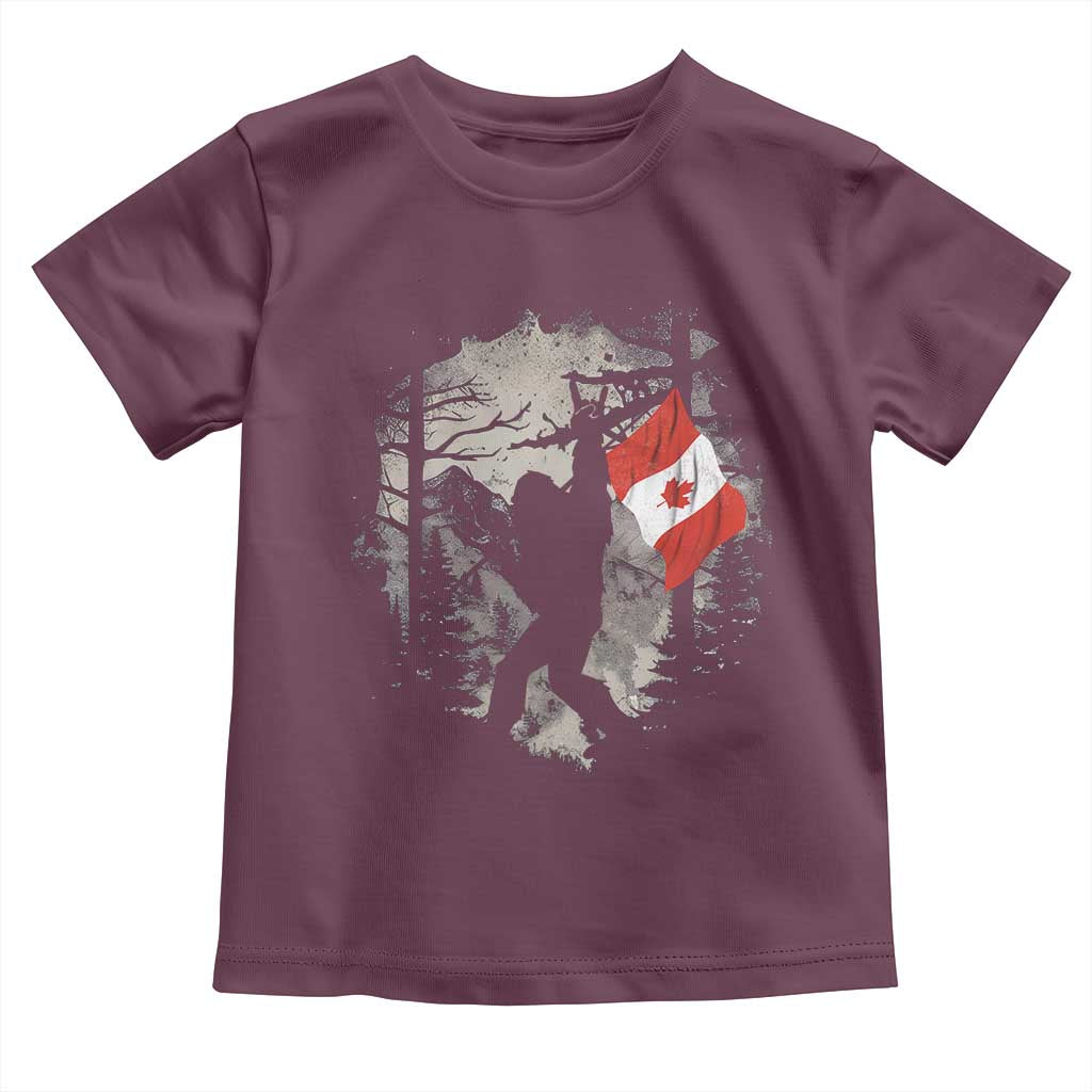 Bigfoot Canada Flag Toddler T Shirt Retro Sasquatch Forest Rock On