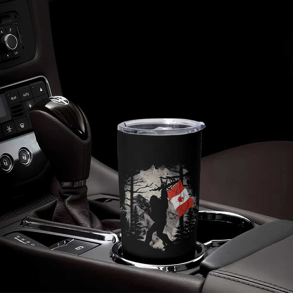 Bigfoot Canada Flag Tumbler Cup Retro Sasquatch Forest Rock On