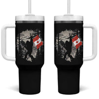 Bigfoot Canada Flag Tumbler With Handle Retro Sasquatch Forest Rock On