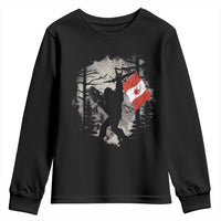 Bigfoot Canada Flag Youth Sweatshirt Retro Sasquatch Forest Rock On