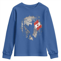 Bigfoot Canada Flag Youth Sweatshirt Retro Sasquatch Forest Rock On