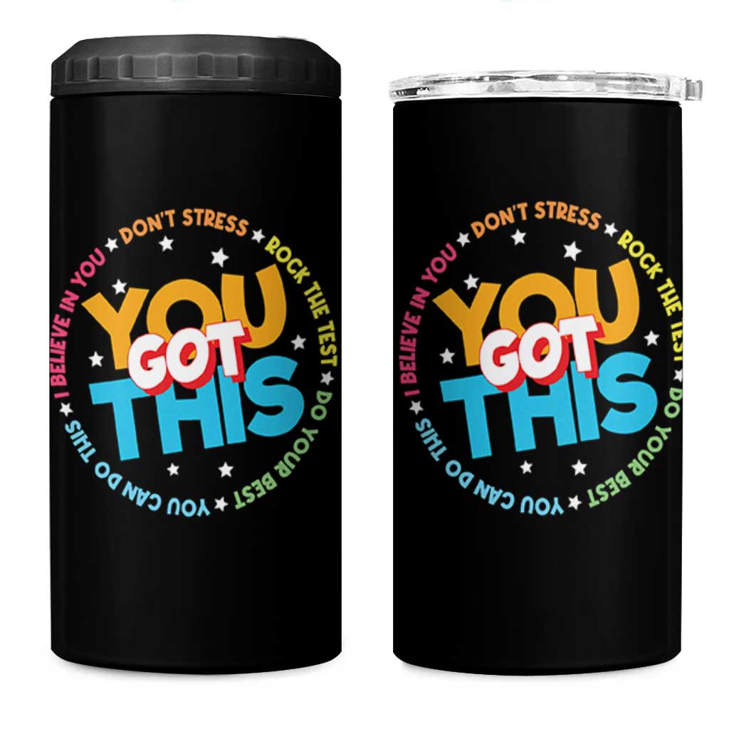 Test Day Teacher 4 in 1 Can Cooler Tumbler Rock The Test Dont Stress Just Do Your Best