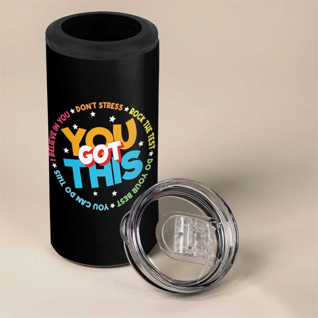 Test Day Teacher 4 in 1 Can Cooler Tumbler Rock The Test Dont Stress Just Do Your Best