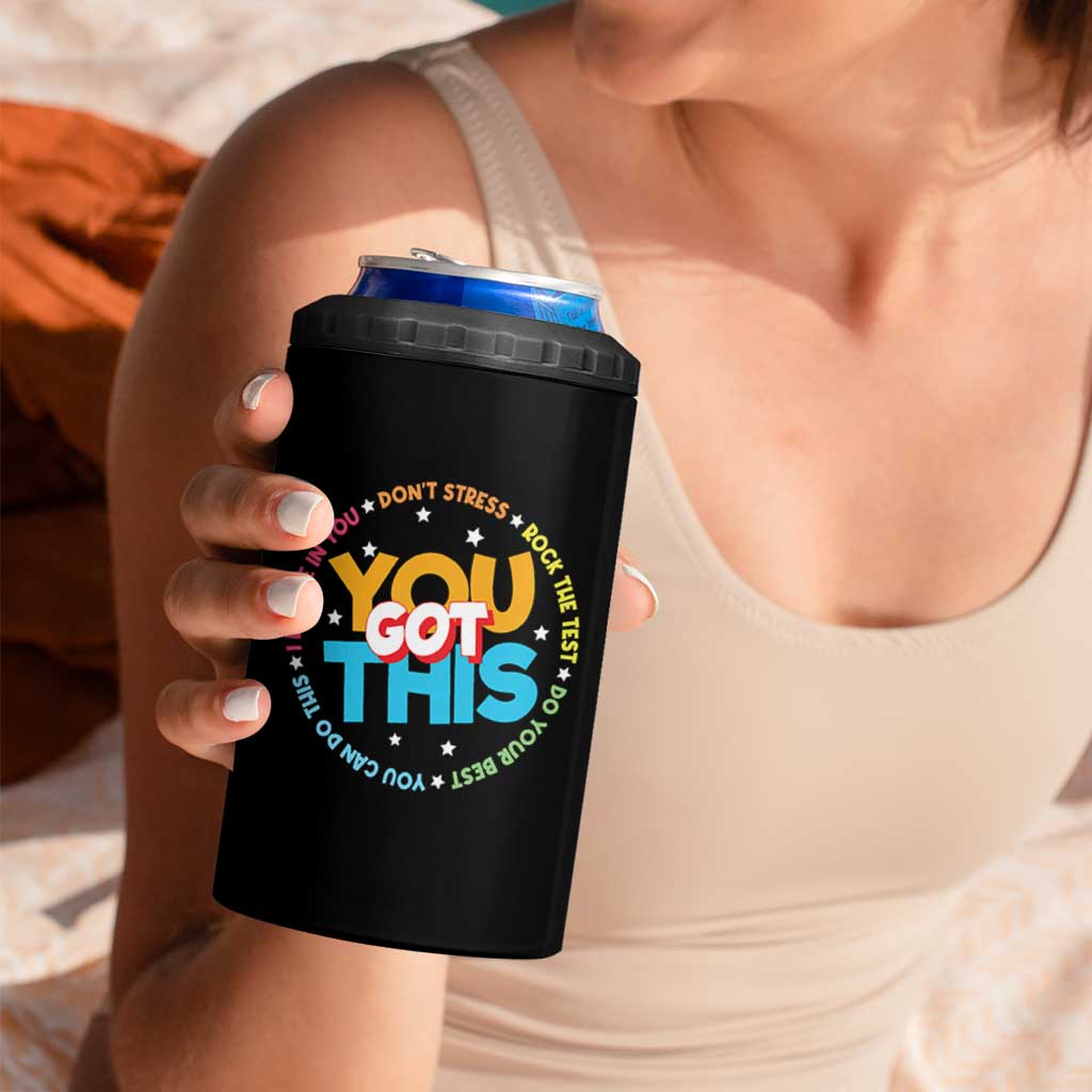 Test Day Teacher 4 in 1 Can Cooler Tumbler Rock The Test Dont Stress Just Do Your Best