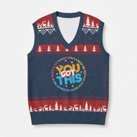 Test Day Teacher V-Neck Knit Sweater Vest Rock The Test Dont Stress Just Do Your Best