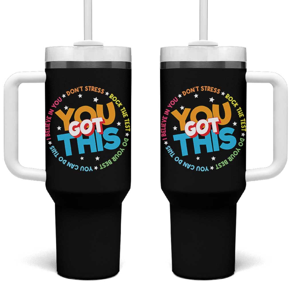 Test Day Teacher Tumbler With Handle Rock The Test Dont Stress Just Do Your Best