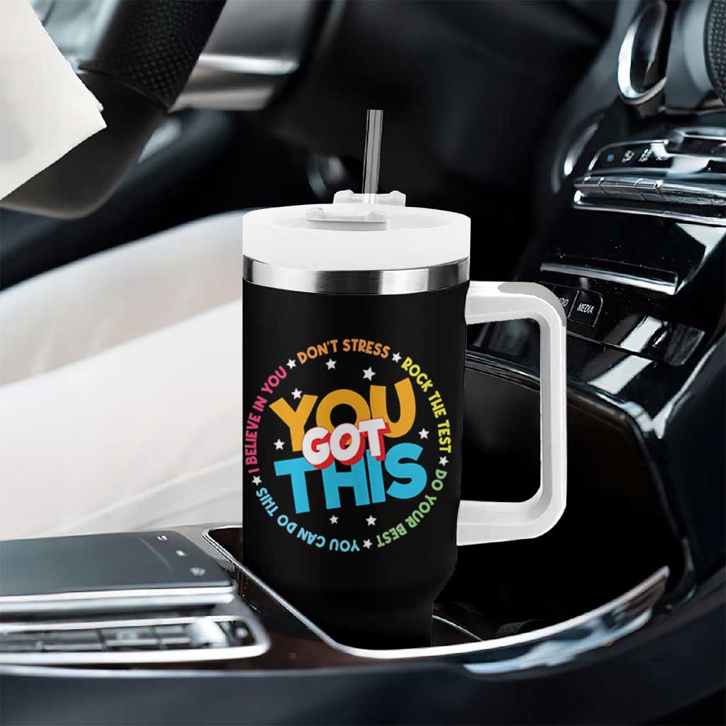 Test Day Teacher Tumbler With Handle Rock The Test Dont Stress Just Do Your Best