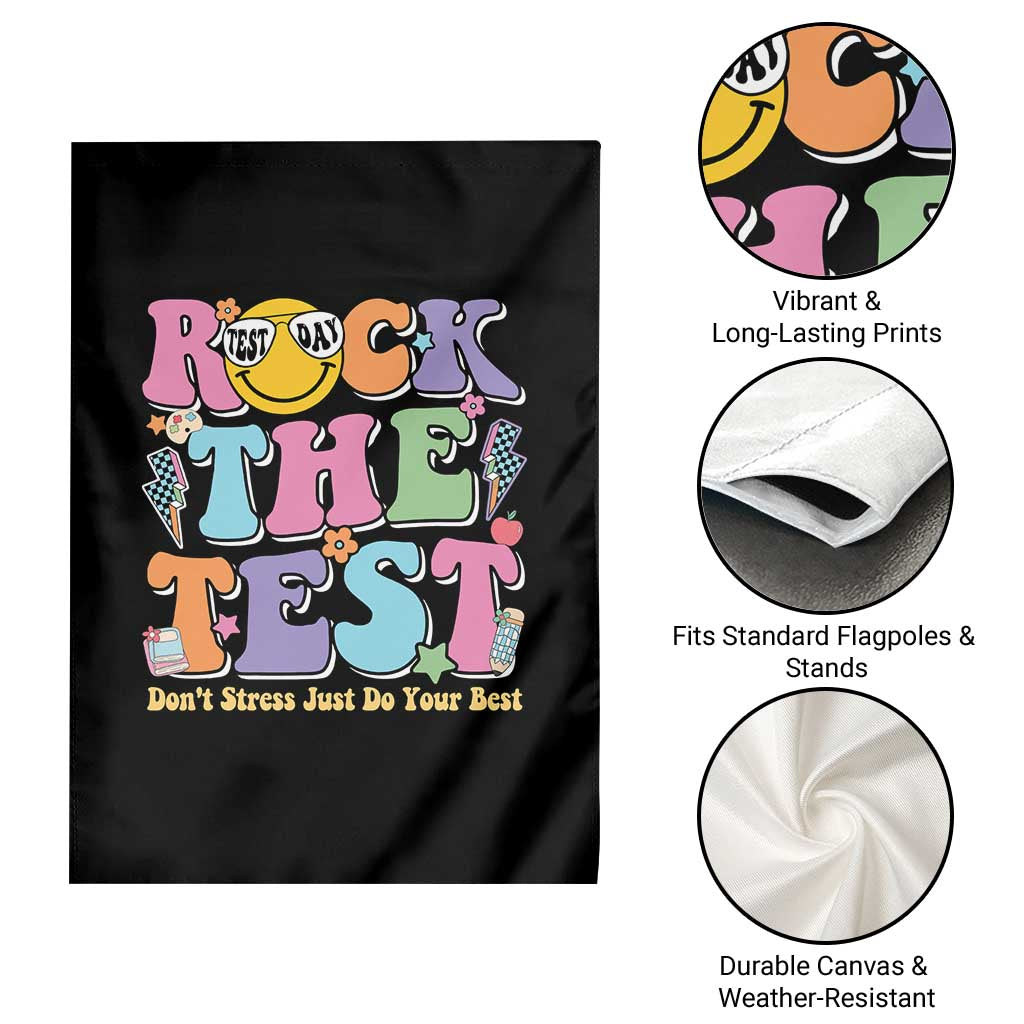 Teacher Test Day Garden Flag Rock The Test Dont Stress Just Do Your Best Cute Groovy