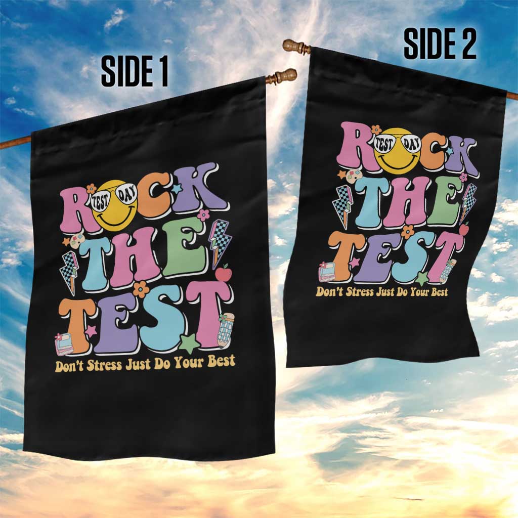Teacher Test Day Garden Flag Rock The Test Dont Stress Just Do Your Best Cute Groovy