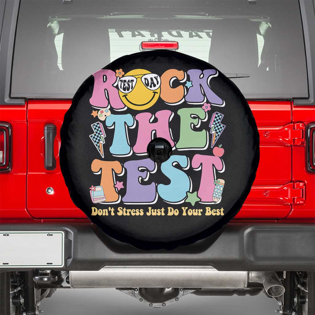 Teacher Test Day Spare Tire Cover Rock The Test Dont Stress Just Do Your Best Cute Groovy