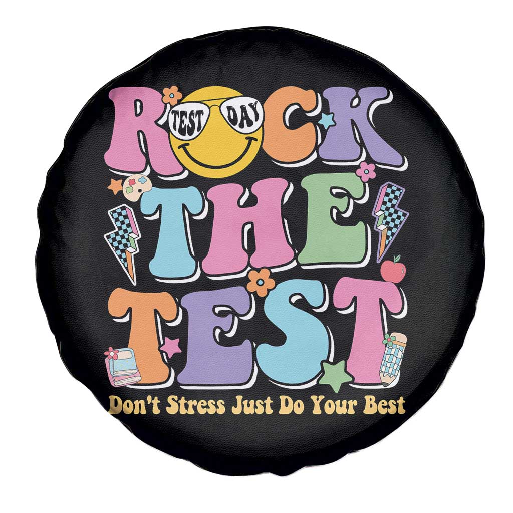 Teacher Test Day Spare Tire Cover Rock The Test Dont Stress Just Do Your Best Cute Groovy