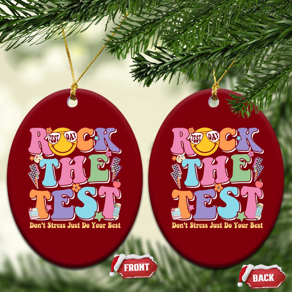 Teacher Test Day Ceramic Ornament Rock The Test Dont Stress Just Do Your Best Cute Groovy