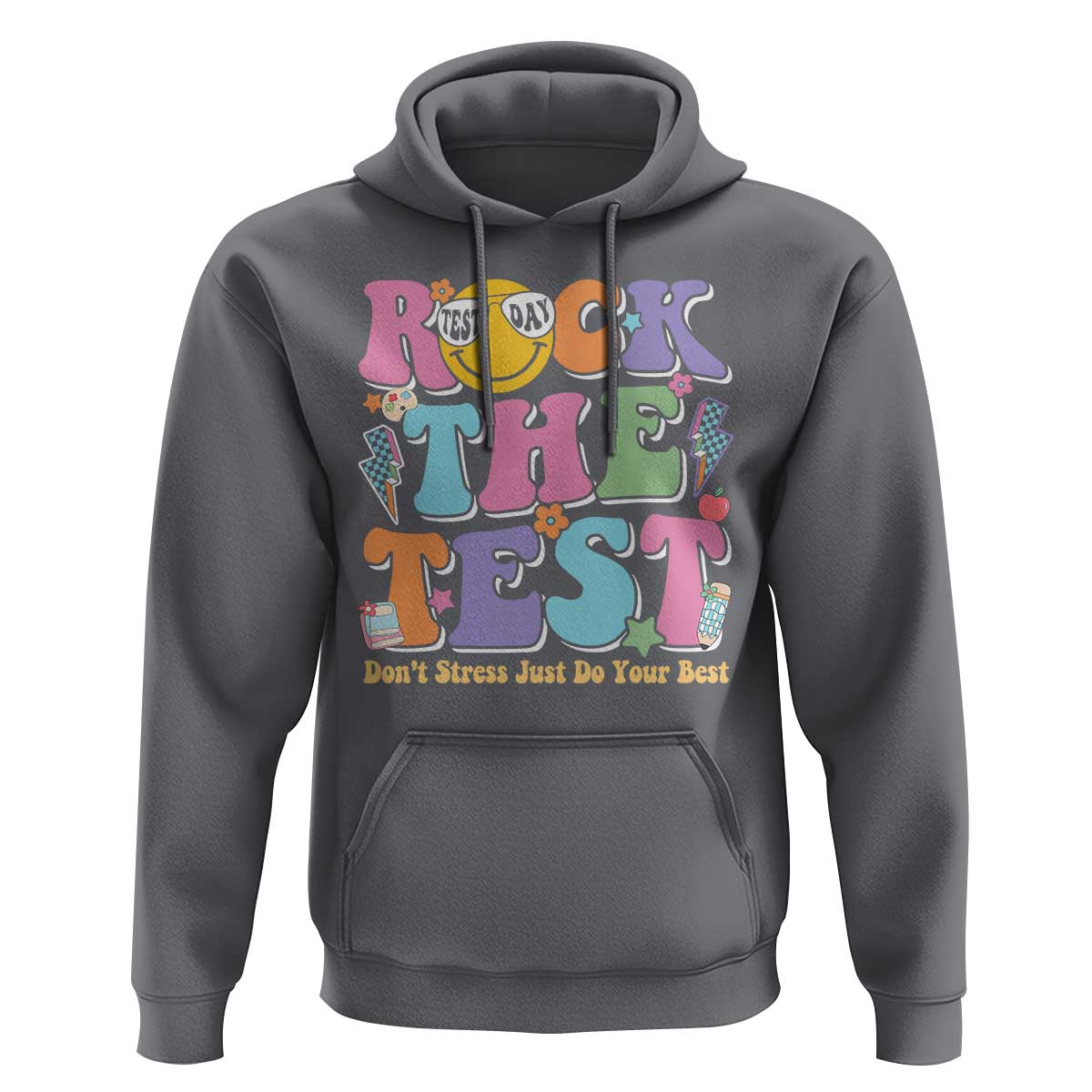 Teacher Test Day Hoodie Rock The Test Dont Stress Just Do Your Best Cute Groovy