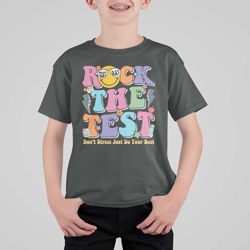 Teacher Test Day T Shirt For Kid Rock The Test Dont Stress Just Do Your Best Cute Groovy