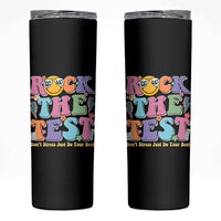 Teacher Test Day Skinny Tumbler Rock The Test Dont Stress Just Do Your Best Cute Groovy