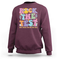 Teacher Test Day Sweatshirt Rock The Test Dont Stress Just Do Your Best Cute Groovy
