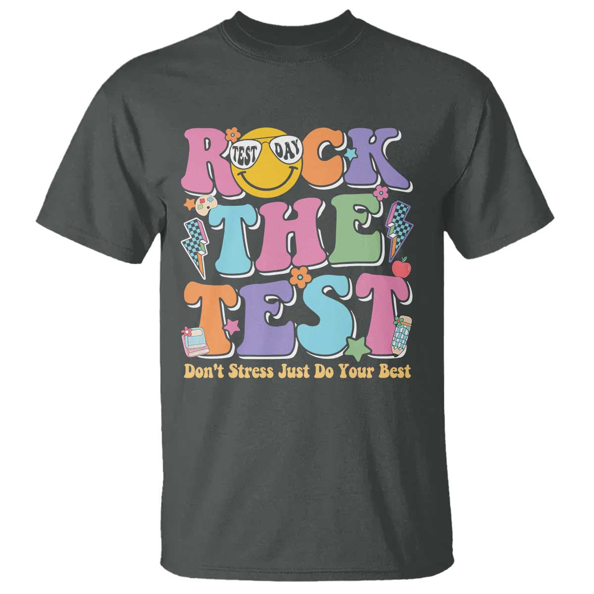 Teacher Test Day T Shirt Rock The Test Dont Stress Just Do Your Best Cute Groovy