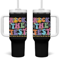 Teacher Test Day Tumbler With Handle Rock The Test Dont Stress Just Do Your Best Cute Groovy