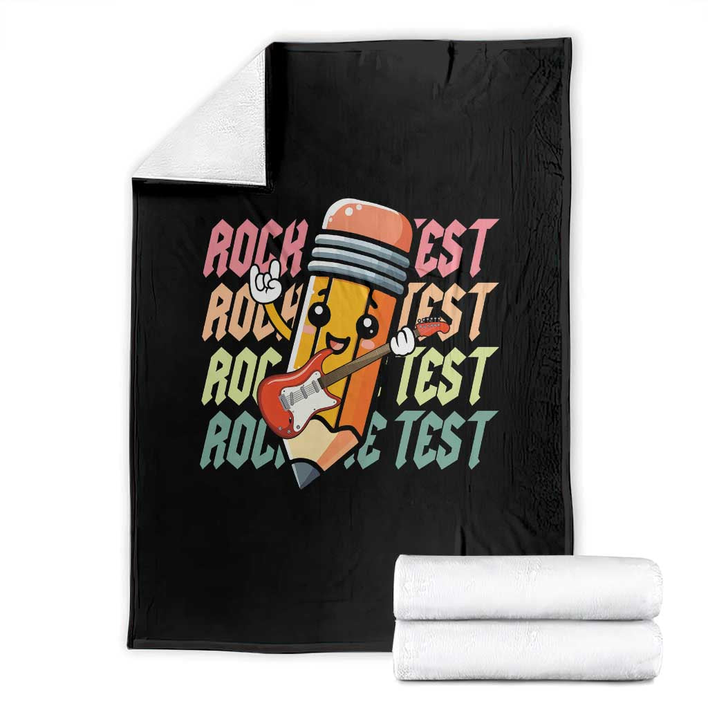 Teacher Rock The Test Day Throw Blanket Testing Motivational