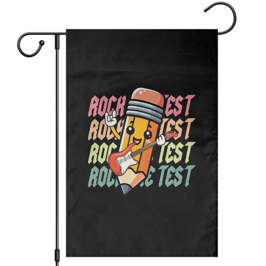 Teacher Rock The Test Day Garden Flag Testing Motivational