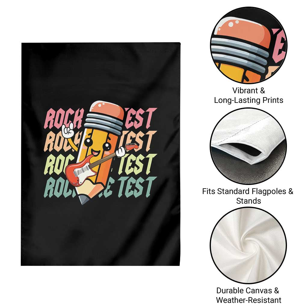 Teacher Rock The Test Day Garden Flag Testing Motivational