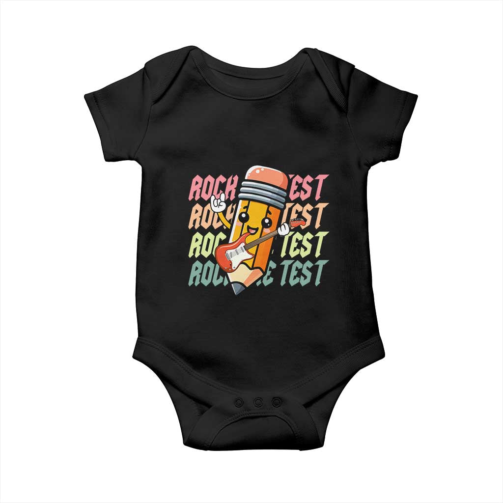 Teacher Rock The Test Day Baby Onesie Testing Motivational