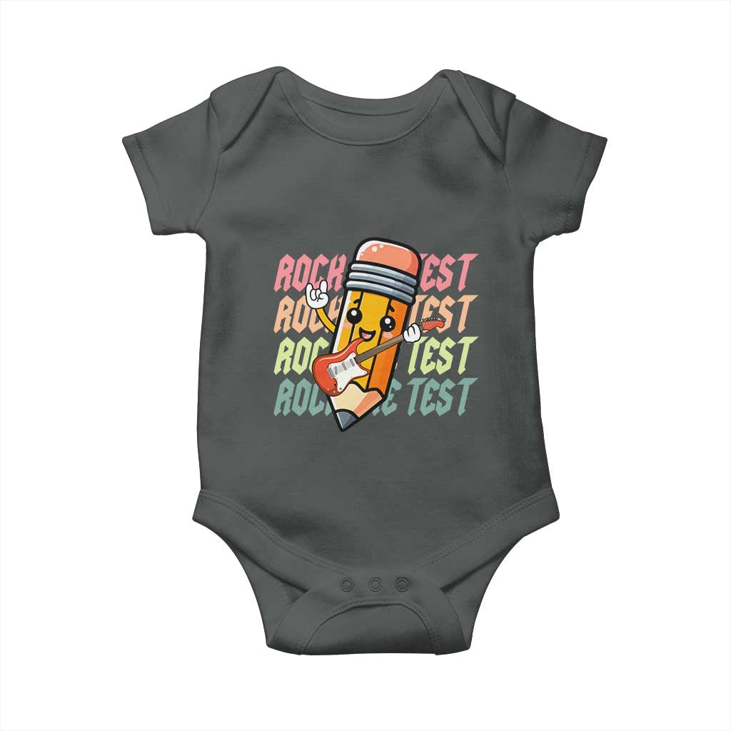 Teacher Rock The Test Day Baby Onesie Testing Motivational