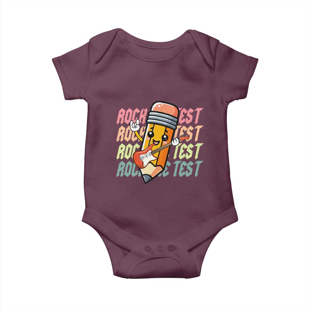 Teacher Rock The Test Day Baby Onesie Testing Motivational