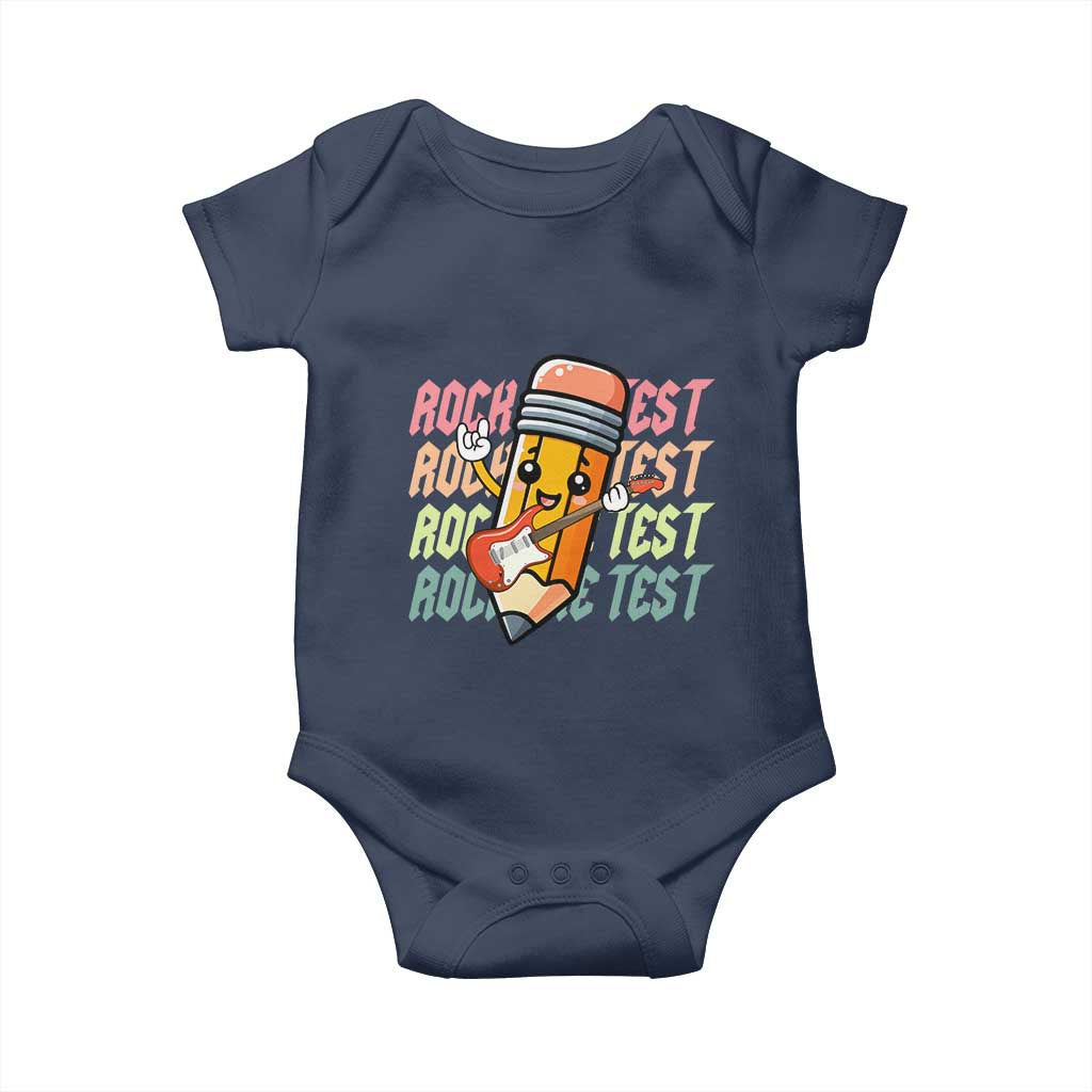 Teacher Rock The Test Day Baby Onesie Testing Motivational