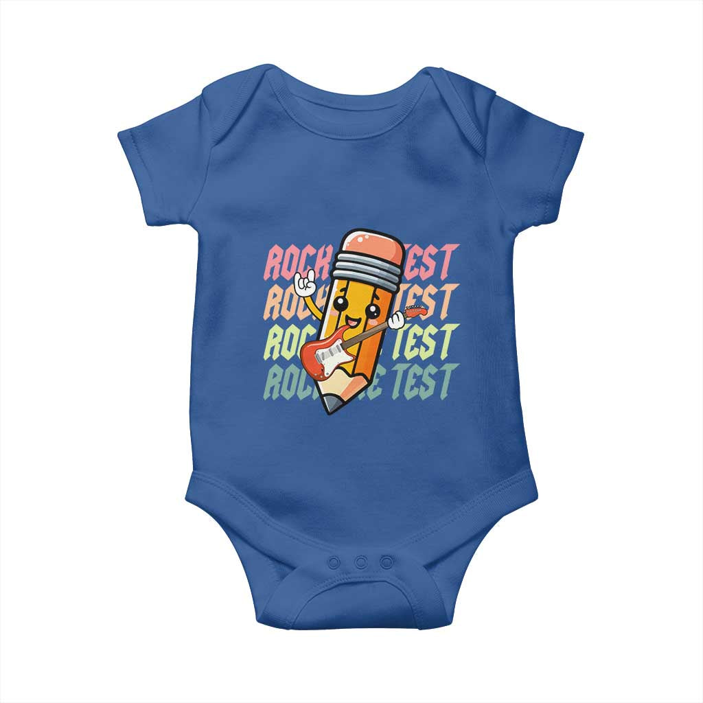 Teacher Rock The Test Day Baby Onesie Testing Motivational