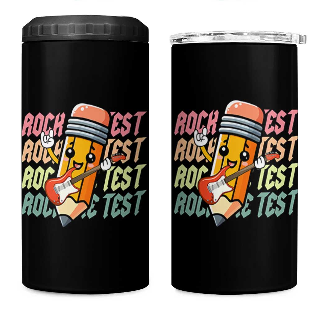 Teacher Rock The Test Day 4 in 1 Can Cooler Tumbler Testing Motivational