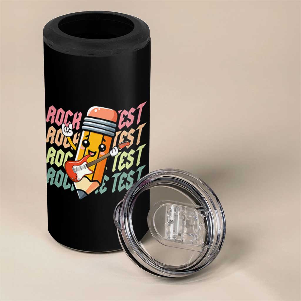 Teacher Rock The Test Day 4 in 1 Can Cooler Tumbler Testing Motivational