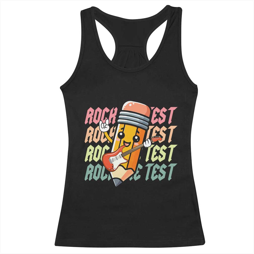 Teacher Rock The Test Day Racerback Tank Top Testing Motivational
