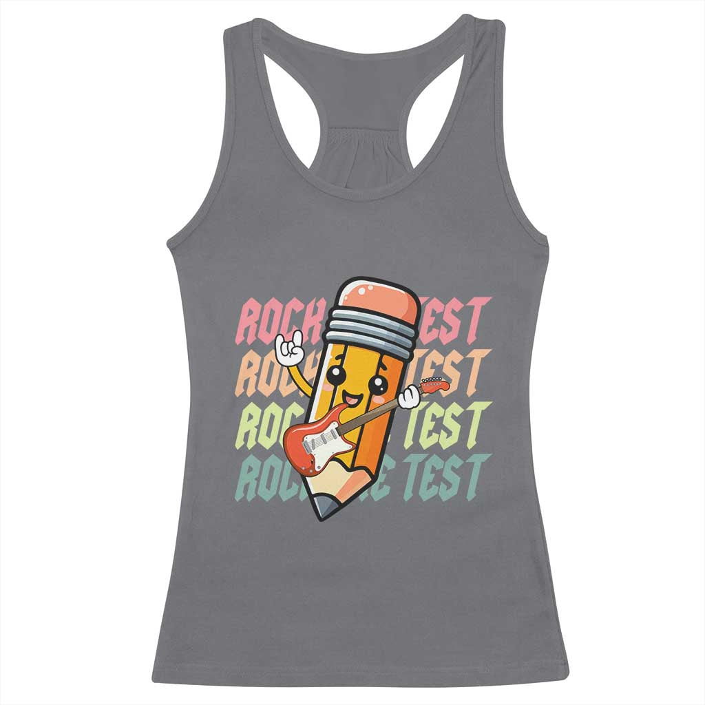 Teacher Rock The Test Day Racerback Tank Top Testing Motivational
